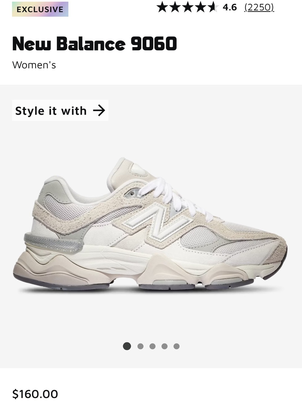 New Balance 9060 Women's Sneakers in White, Gray, Cream